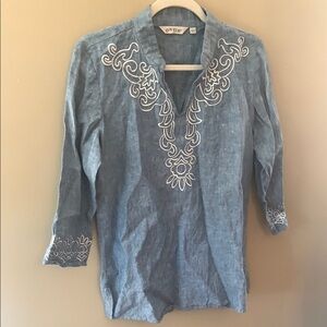 Orvis Blue Embroidered Tunic